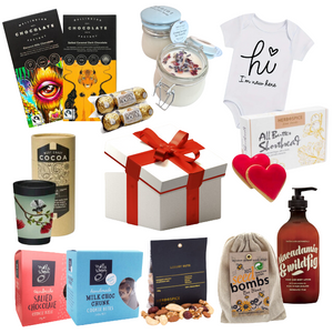 Build a gift box from a selection of products baby  toys, biscuits, body care 