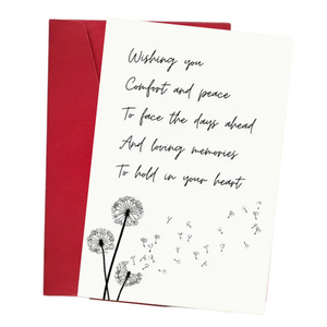 Gift Card "Wishing you comfort and peace to face the days ahead and loving memories to hold in your heart" black text on white card