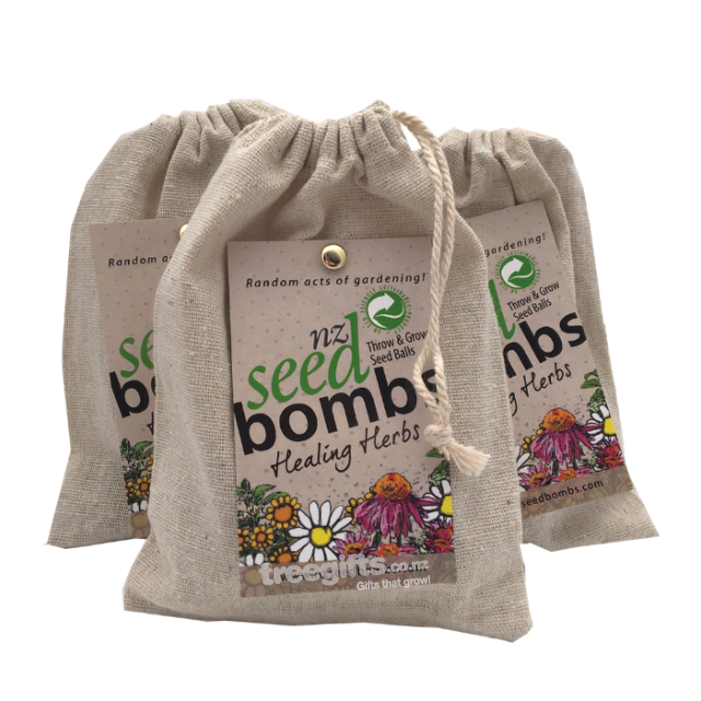 Muslin bag of seed healing herb seed bombs