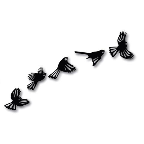 Garden art set of 5 black fantails 